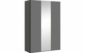 Afbeelding van een Goossens Kledingkast Easy Storage Ddk, Kledingkast 153 cm breed, 220 cm hoog, 2x glas draaideur en 1x spiegel draaideur midden