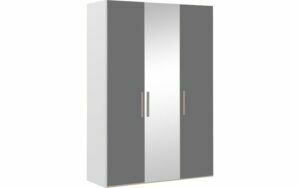 Afbeelding van een Goossens Kledingkast Easy Storage Ddk, Kledingkast 153 cm breed, 220 cm hoog, 2x glas draaideur en 1x spiegel draaideur midden