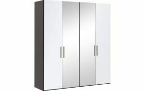 Afbeelding van een Goossens Kledingkast Easy Storage Ddk, Kledingkast 203 cm breed, 220 cm hoog, 2x glas draaideur en 2x spiegel draaideur midden