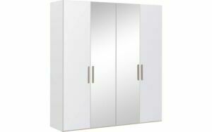 Afbeelding van een Goossens Kledingkast Easy Storage Ddk, Kledingkast 203 cm breed, 220 cm hoog, 2x glas draaideur en 2x spiegel draaideur midden