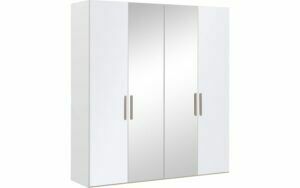 Afbeelding van een Goossens Kledingkast Easy Storage Ddk, Kledingkast 203 cm breed, 220 cm hoog, 2x glas draaideur en 2x spiegel draaideur midden