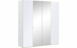 Afbeelding van een Goossens Kledingkast Easy Storage Ddk, Kledingkast 203 cm breed, 220 cm hoog, 2x glas draaideur en 2x spiegel draaideur midden