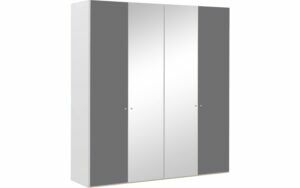 Afbeelding van een Goossens Kledingkast Easy Storage Ddk, Kledingkast 203 cm breed, 220 cm hoog, 2x glas draaideur en 2x spiegel draaideur midden