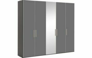 Afbeelding van een Goossens Kledingkast Easy Storage Ddk, Kledingkast 253 cm breed, 220 cm hoog, 4x glas draaideur en 1x spiegel draaideur midden