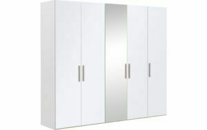 Afbeelding van een Goossens Kledingkast Easy Storage Ddk, Kledingkast 253 cm breed, 220 cm hoog, 4x glas draaideur en 1x spiegel draaideur midden