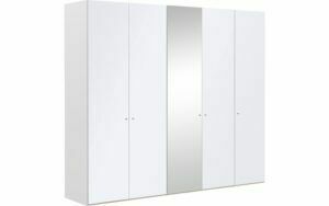 Afbeelding van een Goossens Kledingkast Easy Storage Ddk, Kledingkast 253 cm breed, 220 cm hoog, 4x glas draaideur en 1x spiegel draaideur midden