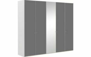 Afbeelding van een Goossens Kledingkast Easy Storage Ddk, Kledingkast 253 cm breed, 220 cm hoog, 4x glas draaideur en 1x spiegel draaideur midden