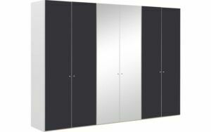 Afbeelding van een Goossens Kledingkast Easy Storage Ddk, Kledingkast 304 cm breed, 220 cm hoog, 4x draaideur en 2x spiegel draaideur midden