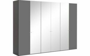 Afbeelding van een Goossens Kledingkast Easy Storage Ddk, Kledingkast 304 cm breed, 220 cm hoog, 2x glas draaideur en 4x spiegel draaideur midden