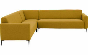 Afbeelding van een Goossens Bank Key West geel, stof, 3-zits, modern design