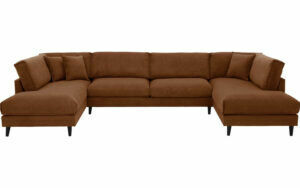 Afbeelding van een Goossens Bank Jonas cognac, stof, urban industrieel met ligelement links met ligelement rechts