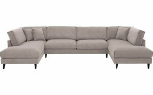 Afbeelding van een Goossens Bank Jonas beige, stof, urban industrieel met ligelement links met ligelement rechts