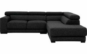 Afbeelding van een Goossens Bank Nora antraciet, stof, 2-zits, stijlvol landelijk met ligelement rechts