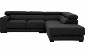 Afbeelding van een Goossens Bank Nora donkergrijs, stof, 2-zits, stijlvol landelijk met ligelement rechts