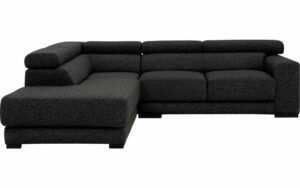 Afbeelding van een Goossens Bank Nora donkergrijs, stof, 2-zits, stijlvol landelijk met ligelement links