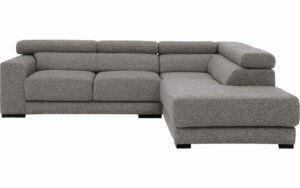 Afbeelding van een Goossens Bank Nora grijs, stof, 2-zits, stijlvol landelijk met ligelement rechts