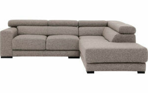 Afbeelding van een Goossens Bank Nora lichtgrijs, stof, 2-zits, stijlvol landelijk met ligelement rechts