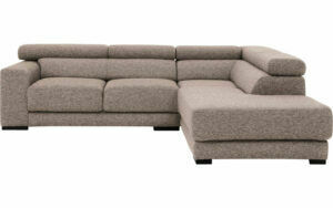 Afbeelding van een Goossens Bank Nora beige, stof, 2-zits, stijlvol landelijk met ligelement rechts