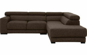 Afbeelding van een Goossens Bank Nora bruin, stof, 2-zits, stijlvol landelijk met ligelement rechts