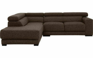 Afbeelding van een Goossens Bank Nora bruin, stof, 2-zits, stijlvol landelijk met ligelement links