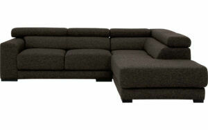 Afbeelding van een Goossens Bank Nora bruin, stof, 2-zits, stijlvol landelijk met ligelement rechts