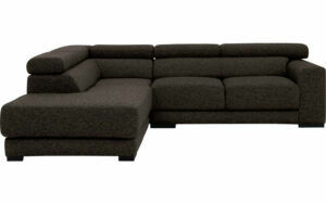 Afbeelding van een Goossens Bank Nora bruin, stof, 2-zits, stijlvol landelijk met ligelement links