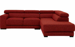 Afbeelding van een Goossens Bank Nora rood, stof, 2-zits, stijlvol landelijk met ligelement rechts