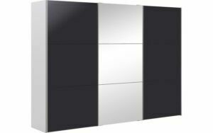 Afbeelding van een Goossens Kledingkast Easy Storage Sdk, 303 cm breed, 220 cm hoog, 2x 3 paneel schuifdeuren en 1x 3 paneel spiegel schuifdeur midden