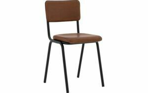 Afbeelding van een Goossens Eetkamerstoel Chaplin cognac leer leuning, urban industrieel