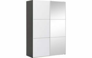Afbeelding van een Goossens Kledingkast Easy Storage Sdk, 153 cm breed, 220 cm hoog, 1x 3 paneel glas schuifdeur li en 1x 3 paneel spiegel schuifdeur re