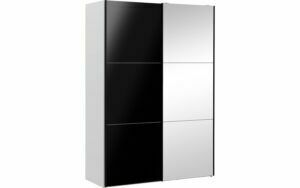 Afbeelding van een Goossens Kledingkast Easy Storage Sdk, 153 cm breed, 220 cm hoog, 1x 3 paneel glas schuifdeur li en 1x 3 paneel spiegel schuifdeur re