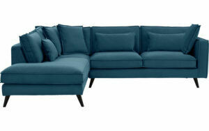Afbeelding van een Goossens Bank Suite blauw, stof, 3-zits, elegant chic met ligelement links