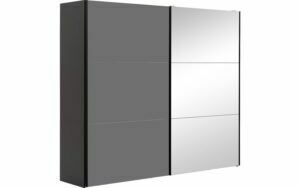 Afbeelding van een Goossens Kledingkast Easy Storage Sdk, 203 cm breed, 220 cm hoog, 1x 3 paneel glas schuifdeur li en 1x 3 paneel spiegel schuifdeur re