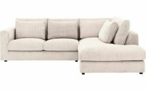 Afbeelding van een Goossens Bank Ravenia beige, stof, 2-zits, stijlvol landelijk met ligelement rechts