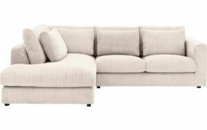 Afbeelding van een Goossens Bank Ravenia beige, stof, 2-zits, stijlvol landelijk met ligelement links