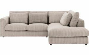 Afbeelding van een Goossens Bank Ravenia bruin, stof, 2-zits, stijlvol landelijk met ligelement rechts