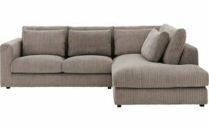 Afbeelding van een Goossens Bank Ravenia bruin, stof, 2-zits, stijlvol landelijk met ligelement rechts