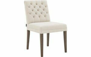 Afbeelding van een Goossens Eetkamerstoel Pearl wit stof leuning, stijlvol landelijk