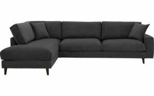 Afbeelding van een Goossens Bank Jonas grijs, stof, 3,5-zits, urban industrieel met ligelement links