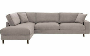 Afbeelding van een Goossens Bank Jonas beige, stof, 3,5-zits, urban industrieel met ligelement links