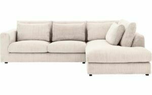 Afbeelding van een Goossens Bank Ravenia beige, stof, 2,5-zits, stijlvol landelijk met ligelement rechts