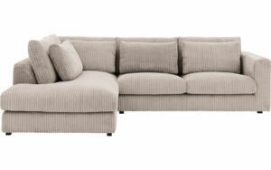 Afbeelding van een Goossens Bank Ravenia bruin, stof, 2,5-zits, stijlvol landelijk met chaise longue links