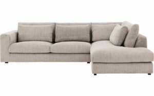 Afbeelding van een Goossens Bank Ravenia bruin, stof, 3-zits, stijlvol landelijk met ligelement rechts