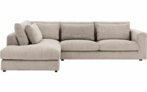 Afbeelding van een Goossens Bank Ravenia bruin, stof, 3-zits, stijlvol landelijk met ligelement links