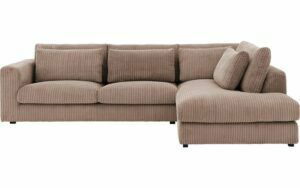 Afbeelding van een Goossens Bank Ravenia bruin, stof, 3-zits, stijlvol landelijk met ligelement rechts