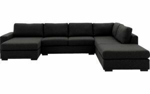 Afbeelding van een Goossens Bank Lucca antraciet, stof, 2,5-zits, stijlvol landelijk met ligelement rechts