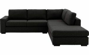 Afbeelding van een Goossens Hoekbank Lucca Met Ligelement grijs, stof, 2,5-zits, stijlvol landelijk met ligelement rechts