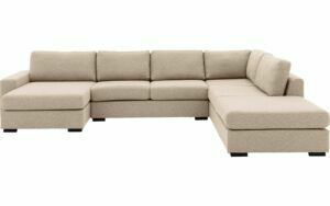 Afbeelding van een Goossens Bank Lucca wit, stof, 2,5-zits, stijlvol landelijk met ligelement rechts