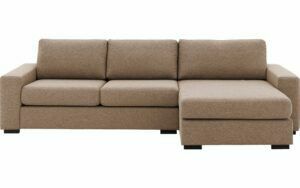 Afbeelding van een Goossens Hoekbank Lucca Met Chaise Longue bruin, stof, 2,5-zits, stijlvol landelijk met chaise longue rechts