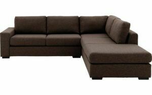 Afbeelding van een Goossens Hoekbank Lucca Met Ligelement bruin, stof, 2,5-zits, stijlvol landelijk met ligelement rechts